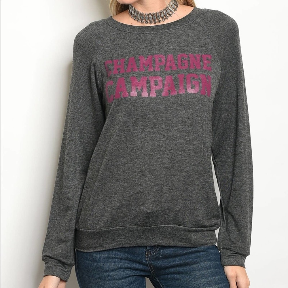 Long Sleeve Champagne Campaign knit top